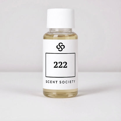 Scent Society 222 fragrance diffuser oil , 50 ml clear bottle with white label. Product image on neutral background.