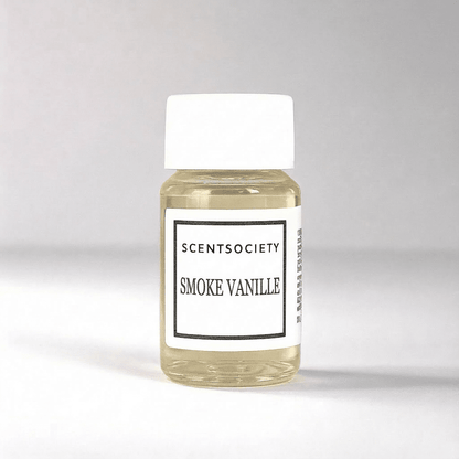 Bottle of Scentsociety Smoke Vanille fragrance oil on a white background
