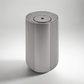 Scent Society Intro compact silver diffuser with vertical ribbed texture, flat circular top, and LED indicator lights, shown standing upright on a neutral background for desktop or small space scenting.
