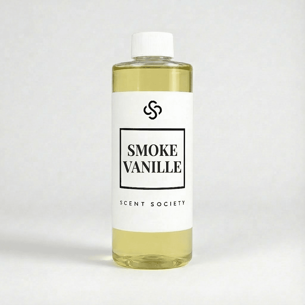 Bottle of 'Smoke Vanille' by Scent Society on a white background